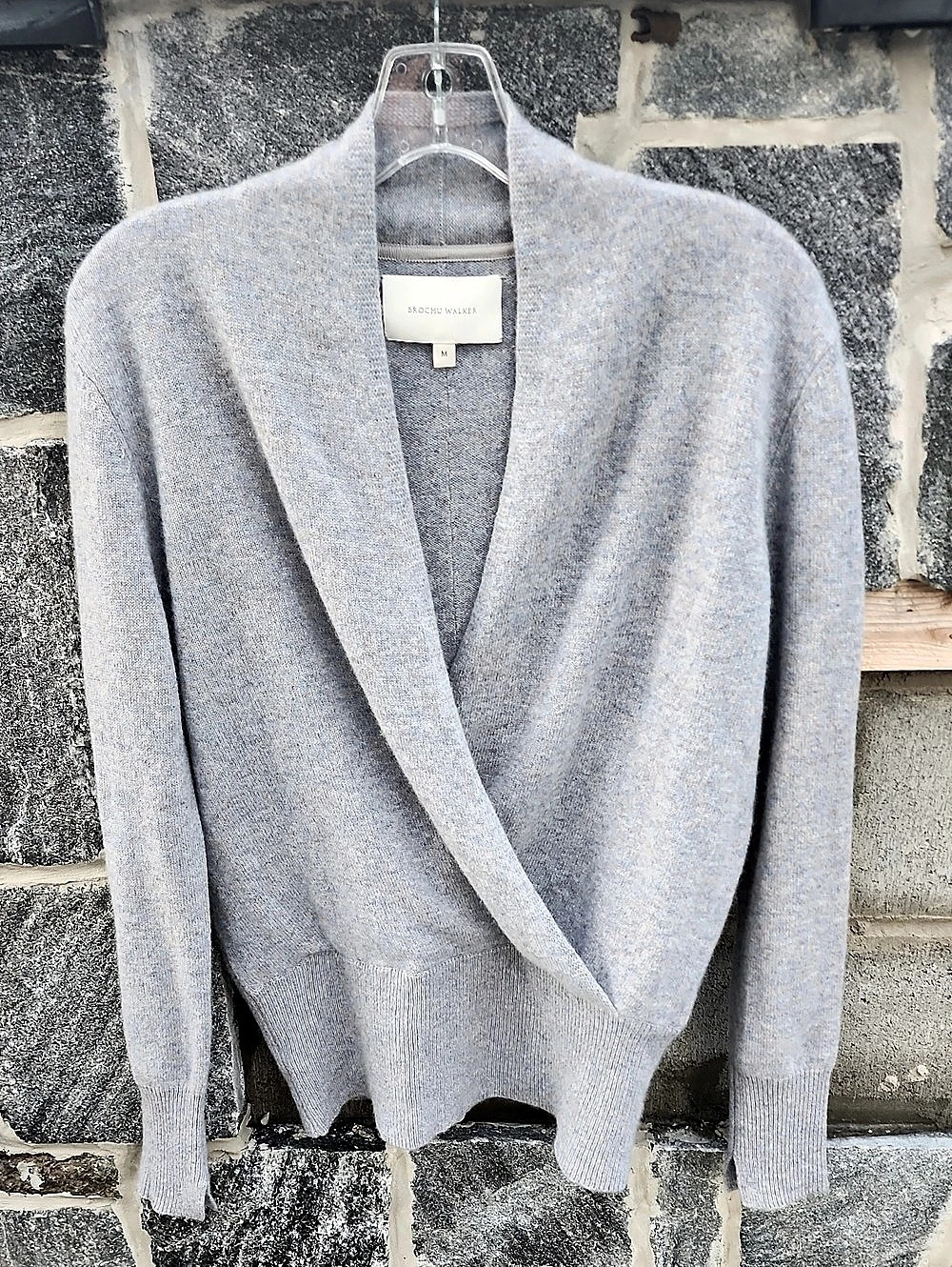 Brochu Walker Cashmere Phinneas Wrap Cardigan in Isla Blue Melange Size Medium